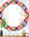 Tartan Geometrical Texture I - Modern Round or Oval Wall Mirror - Triple C