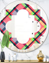 Tartan Geometrical Texture I - Modern Round or Oval Wall Mirror - Quatrefoil