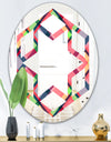 Tartan Geometrical Texture I - Modern Round or Oval Wall Mirror - Hexagon Star