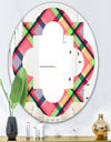 Tartan Geometrical Texture I - Modern Round or Oval Wall Mirror - Quatrefoil