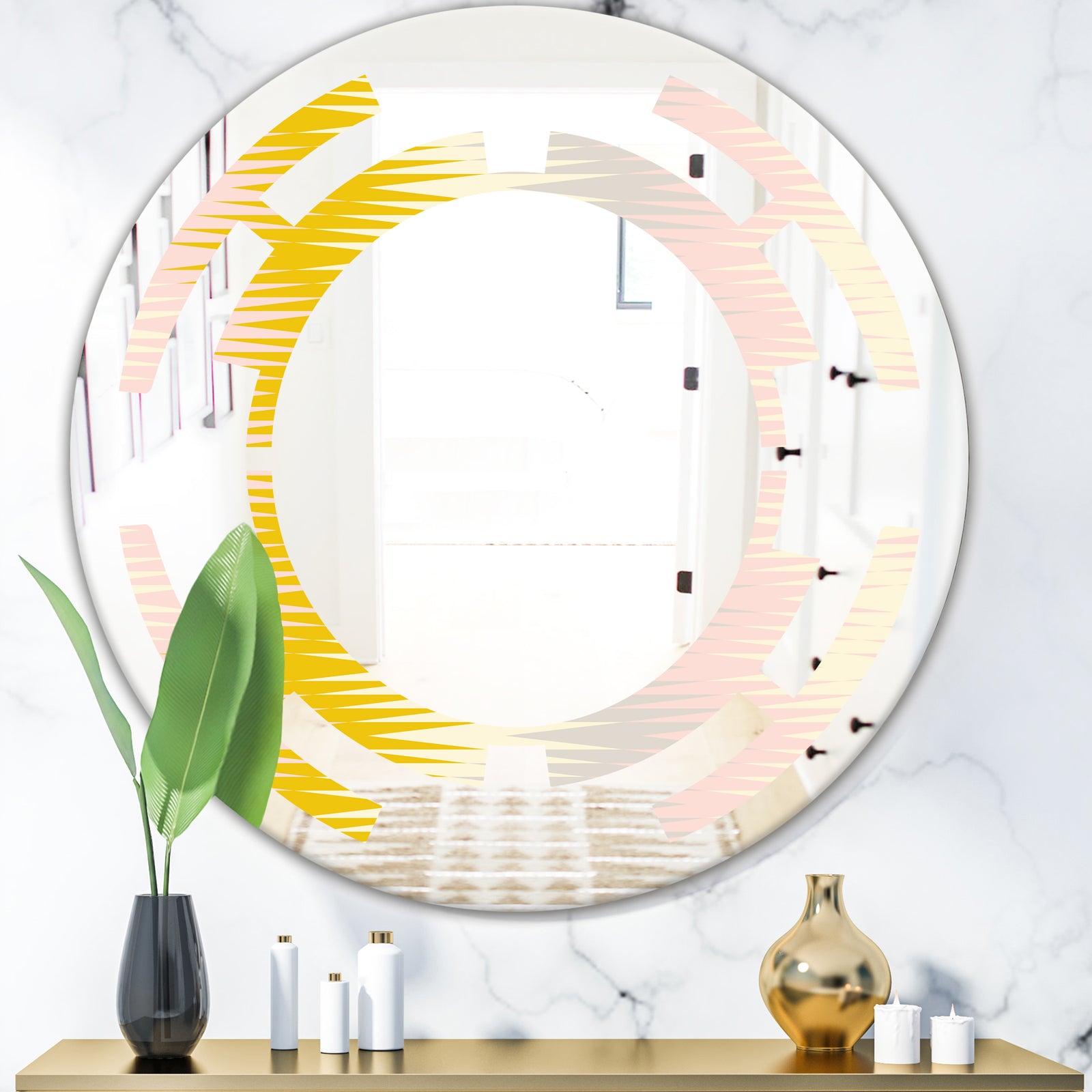 Retro Abstract Design IV - Modern Round or Oval Wall Mirror - Space