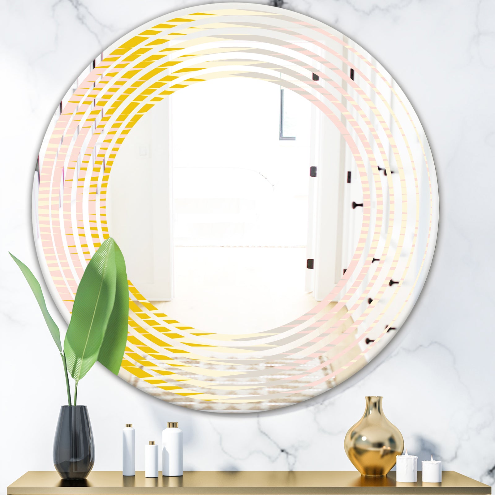 Retro Abstract Design IV - Modern Round or Oval Wall Mirror - Wave