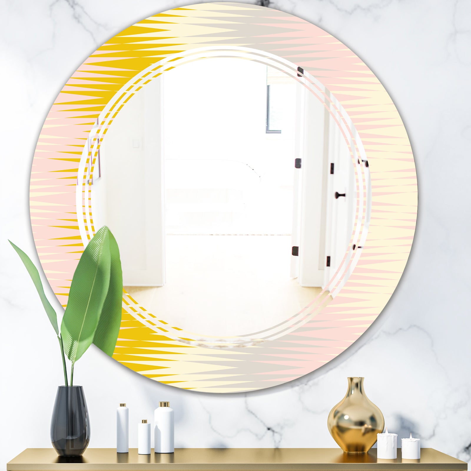 Retro Abstract Design IV - Modern Round or Oval Wall Mirror - Triple C