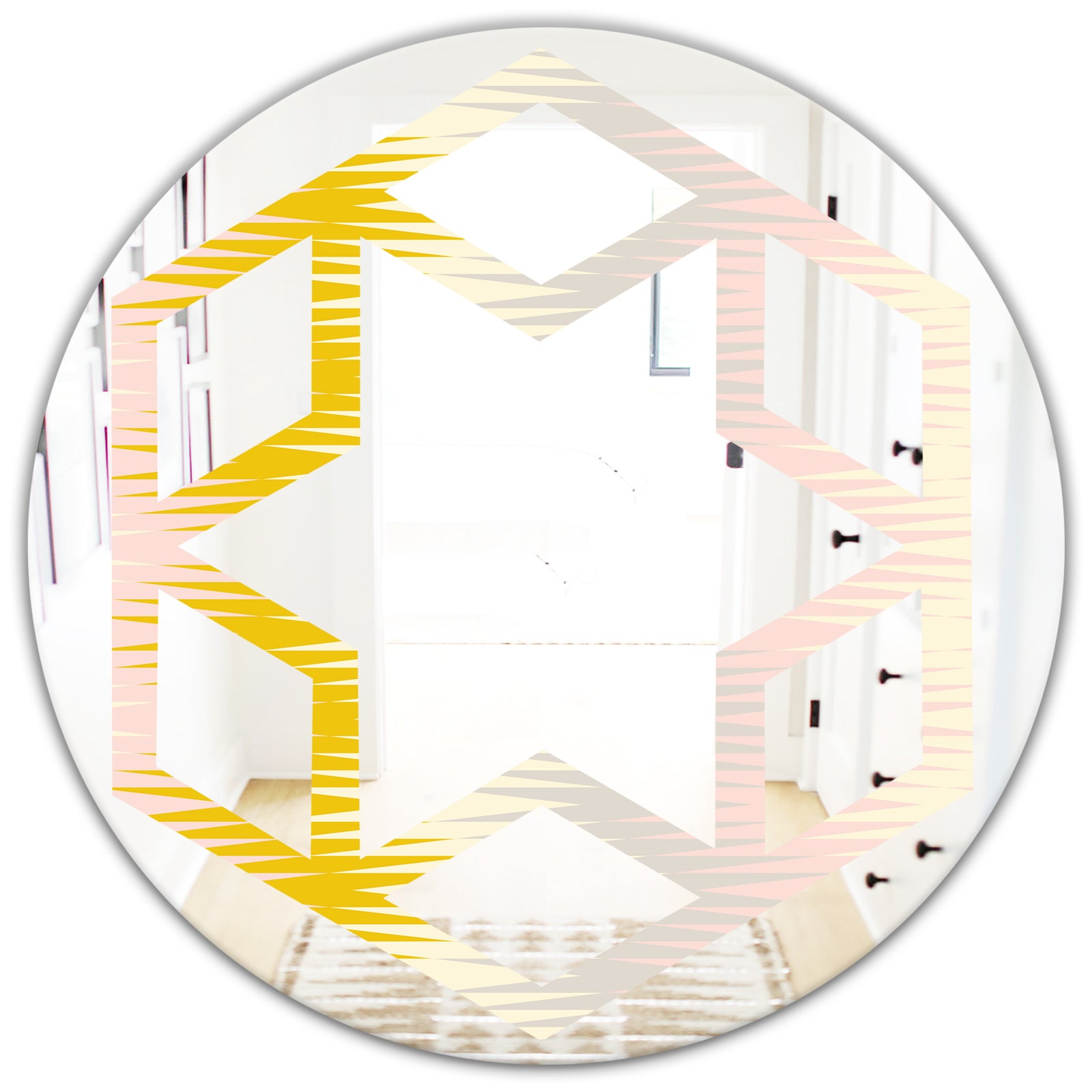 Retro Abstract Design IV - Modern Round or Oval Wall Mirror - Hexagon Star