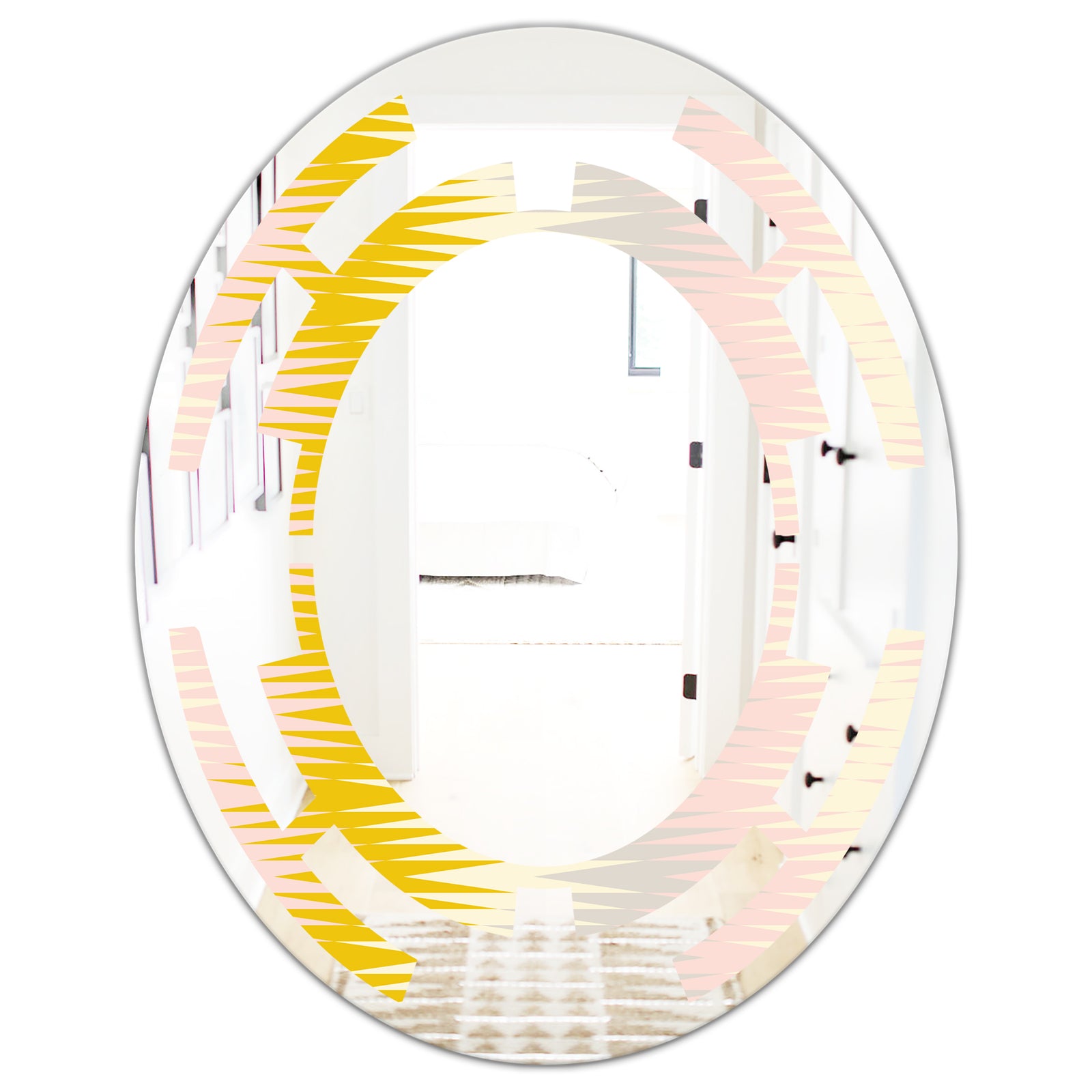 Retro Abstract Design IV - Modern Round or Oval Wall Mirror - Space
