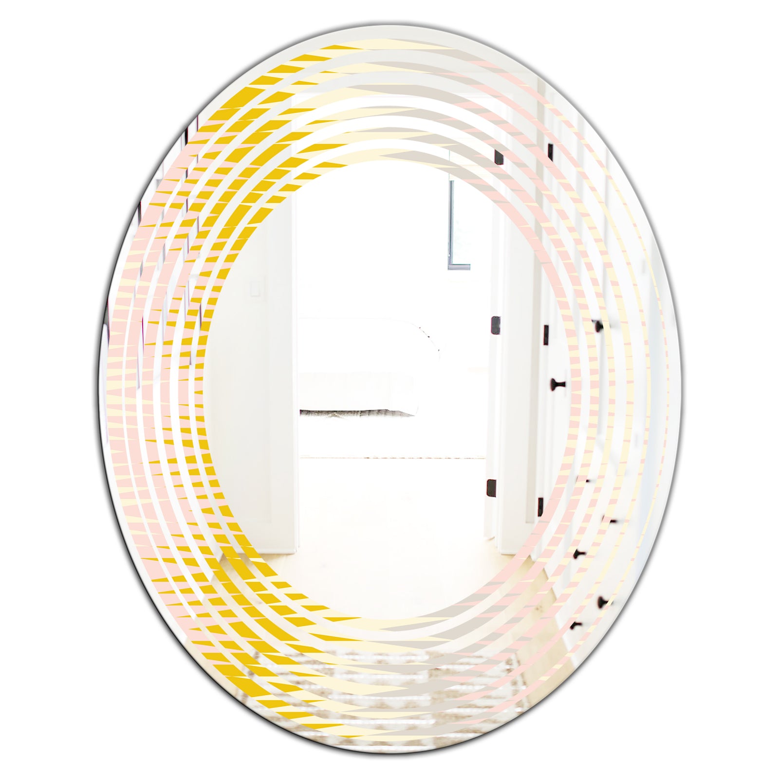 Retro Abstract Design IV - Modern Round or Oval Wall Mirror - Wave