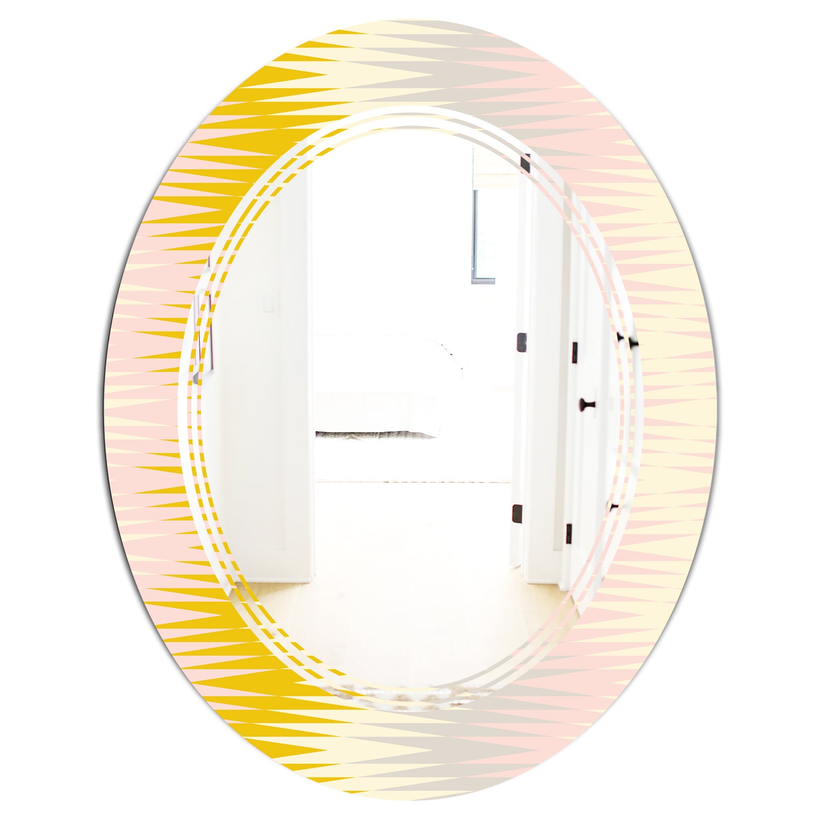 Retro Abstract Design IV - Modern Round or Oval Wall Mirror - Triple C