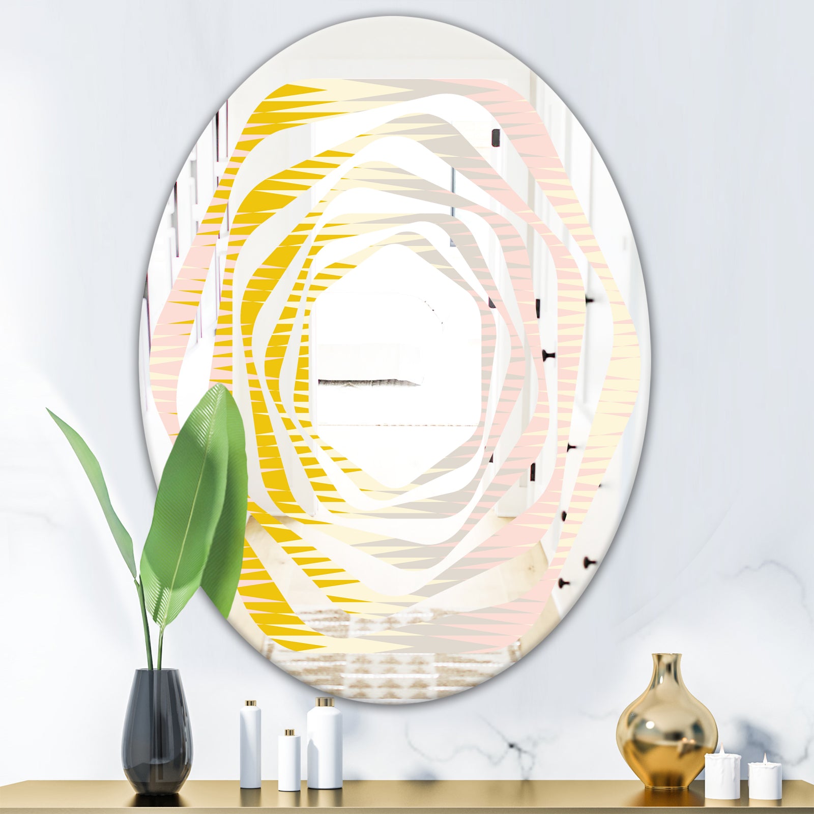 Retro Abstract Design IV - Modern Round or Oval Wall Mirror - Whirl