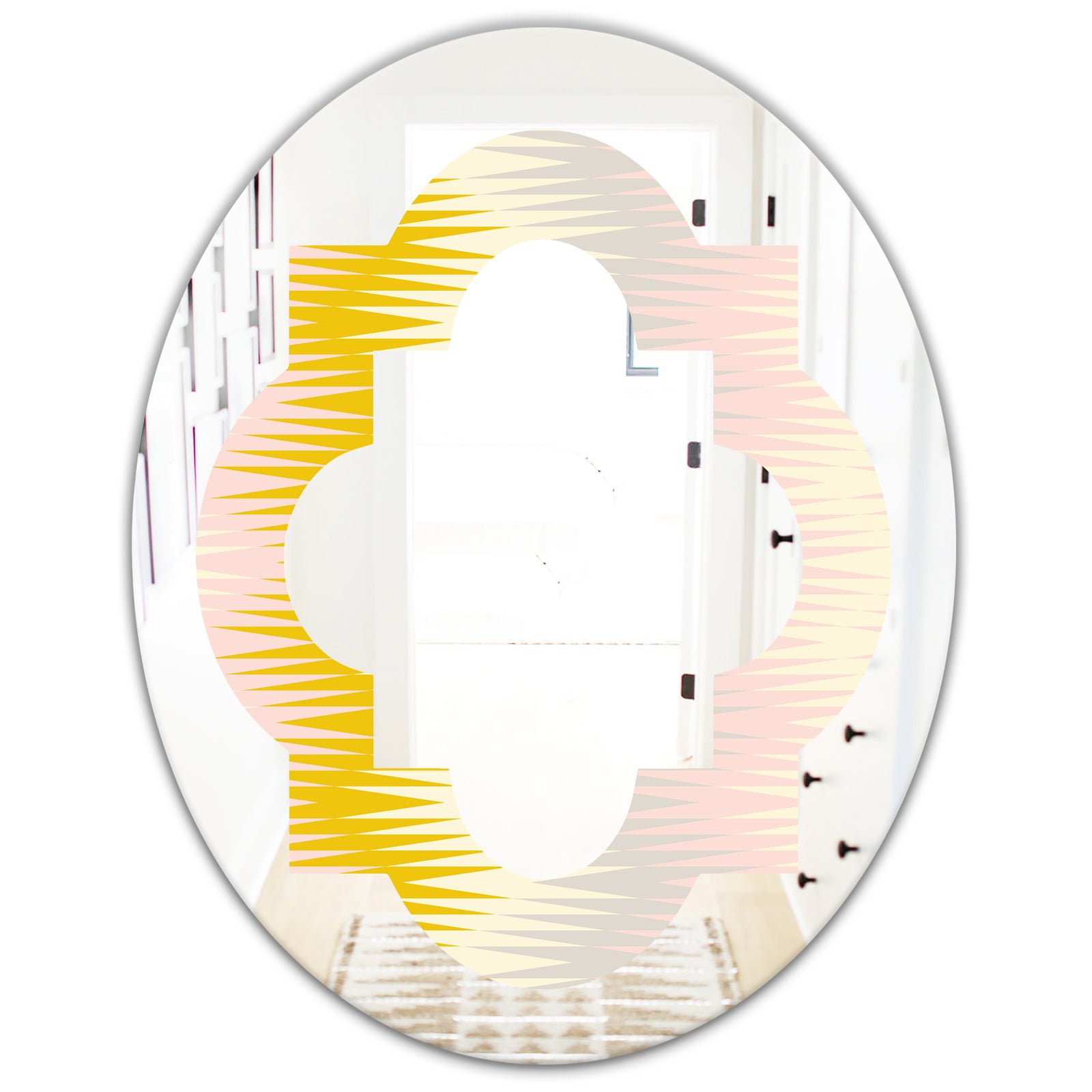 Retro Abstract Design IV - Modern Round or Oval Wall Mirror - Quatrefoil