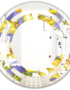 Retro Handdrawn Poppies V - Cottage Round or Oval Wall Mirror - Space
