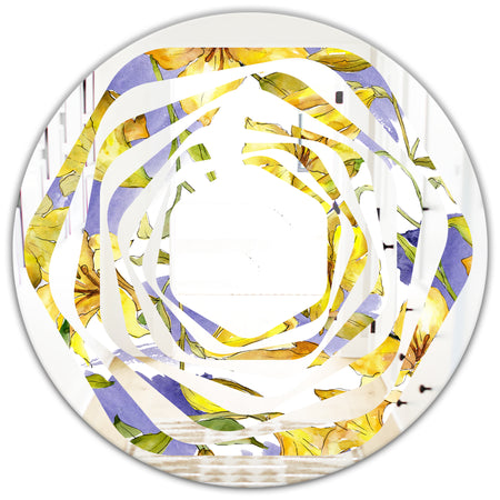 Retro Handdrawn Poppies V - Cottage Round or Oval Wall Mirror - Whirl