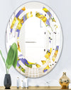 Retro Handdrawn Poppies V - Cottage Round or Oval Wall Mirror - Space