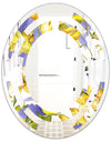 Retro Handdrawn Poppies V - Cottage Round or Oval Wall Mirror - Space