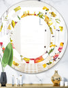 Retro Handdrawn Poppies IV - Cottage Round or Oval Wall Mirror - Space