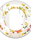 Retro Handdrawn Poppies IV - Cottage Round or Oval Wall Mirror - Space
