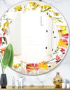 Retro Handdrawn Poppies IV - Cottage Round or Oval Wall Mirror - Leaves