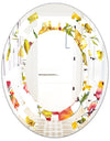 Retro Handdrawn Poppies IV - Cottage Round or Oval Wall Mirror - Space
