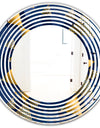 Retro Luxury Waves In Gold and Blue IX - Modern Round or Oval Wall Mirror - Wave