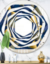 Retro Luxury Waves In Gold and Blue IX - Modern Round or Oval Wall Mirror - Whirl