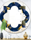 Retro Luxury Waves In Gold and Blue IX - Modern Round or Oval Wall Mirror - Quatrefoil