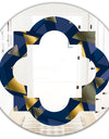 Retro Luxury Waves In Gold and Blue IX - Modern Round or Oval Wall Mirror - Quatrefoil