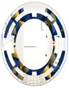 Retro Luxury Waves In Gold and Blue IX - Modern Round or Oval Wall Mirror - Space