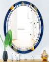 Retro Luxury Waves In Gold and Blue IX - Modern Round or Oval Wall Mirror - Triple C