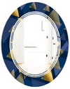 Retro Luxury Waves In Gold and Blue IX - Modern Round or Oval Wall Mirror - Triple C