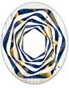 Retro Luxury Waves In Gold and Blue IX - Modern Round or Oval Wall Mirror - Whirl