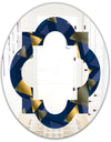 Retro Luxury Waves In Gold and Blue IX - Modern Round or Oval Wall Mirror - Quatrefoil