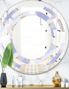 Pastel blue and gold abstract shapes pattern - Modern Round or Oval Wall Mirror - Space