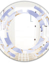 Pastel blue and gold abstract shapes pattern - Modern Round or Oval Wall Mirror - Space