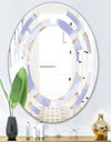 Pastel blue and gold abstract shapes pattern - Modern Round or Oval Wall Mirror - Space