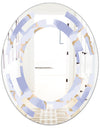 Pastel blue and gold abstract shapes pattern - Modern Round or Oval Wall Mirror - Space