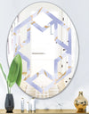 Pastel blue and gold abstract shapes pattern - Modern Round or Oval Wall Mirror - Hexagon Star