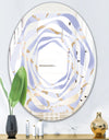 Pastel blue and gold abstract shapes pattern - Modern Round or Oval Wall Mirror - Whirl