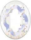 Pastel blue and gold abstract shapes pattern - Modern Round or Oval Wall Mirror - Quatrefoil