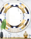 Retro Luxury Waves In Gold and Blue II - Modern Round or Oval Wall Mirror - Space