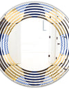 Retro Luxury Waves In Gold and Blue II - Modern Round or Oval Wall Mirror - Wave