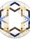 Retro Luxury Waves In Gold and Blue II - Modern Round or Oval Wall Mirror - Hexagon Star