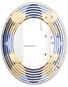 Retro Luxury Waves In Gold and Blue II - Modern Round or Oval Wall Mirror - Wave