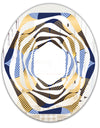 Retro Luxury Waves In Gold and Blue II - Modern Round or Oval Wall Mirror - Whirl