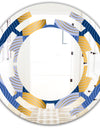 Retro Luxury Waves In Gold and Blue X - Modern Round or Oval Wall Mirror - Space