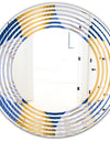 Retro Luxury Waves In Gold and Blue X - Modern Round or Oval Wall Mirror - Wave