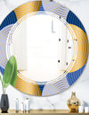 Retro Luxury Waves In Gold and Blue X - Modern Round or Oval Wall Mirror - Triple C