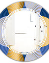 Retro Luxury Waves In Gold and Blue X - Modern Round or Oval Wall Mirror - Triple C