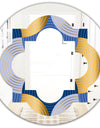 Retro Luxury Waves In Gold and Blue X - Modern Round or Oval Wall Mirror - Quatrefoil