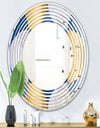 Retro Luxury Waves In Gold and Blue X - Modern Round or Oval Wall Mirror - Wave