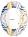 Retro Luxury Waves In Gold and Blue X - Modern Round or Oval Wall Mirror - Wave