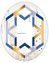 Retro Luxury Waves In Gold and Blue X - Modern Round or Oval Wall Mirror - Hexagon Star